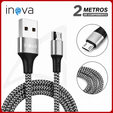 Cabo Carregador Android V8 Micro USB Reforçado 2m