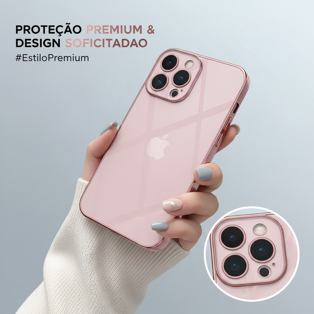 Capinha Vidro de Luxo Premium Fosca Cromada para iPhone